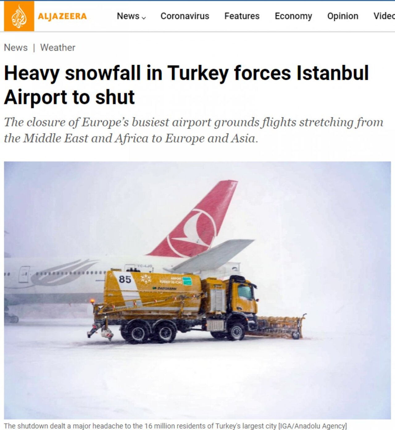 Dünya basını İstanbul'daki kar yağışını konuşuyor!