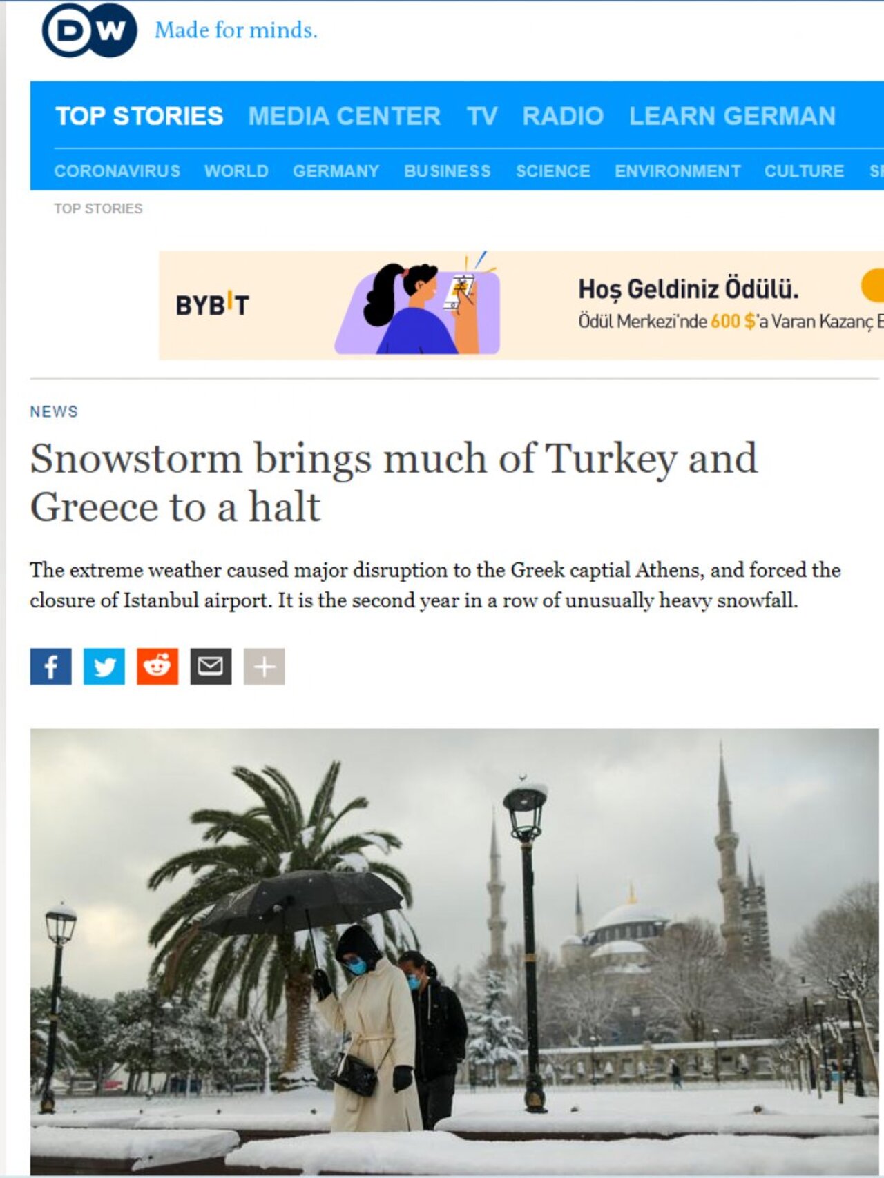 Dünya basını İstanbul'daki kar yağışını konuşuyor!
