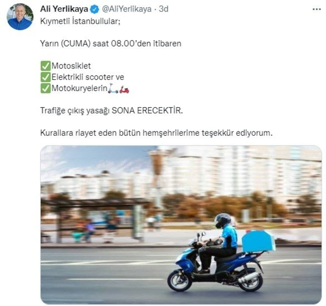 İstanbul'da motosiklet ve kuryeler için konulan yasak kaldırıldı!