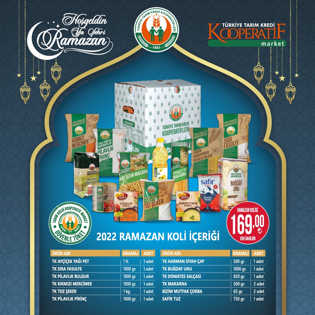 Tarım Kredi Market Ramazan Kolisi Fiyatı Ne Kadar? Ramazan Koli Fiyatları, Ramazan Koli Paket İçeriği